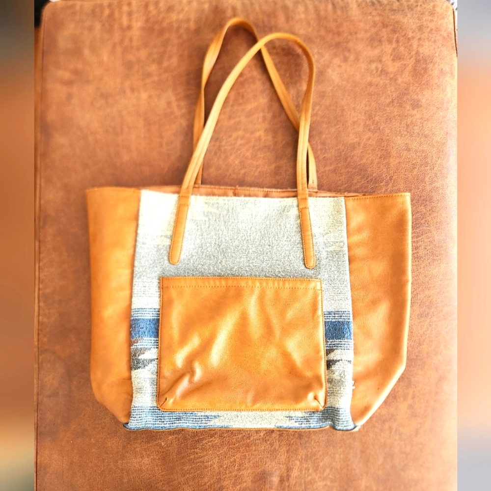 Faux Leather and Geometric Tote